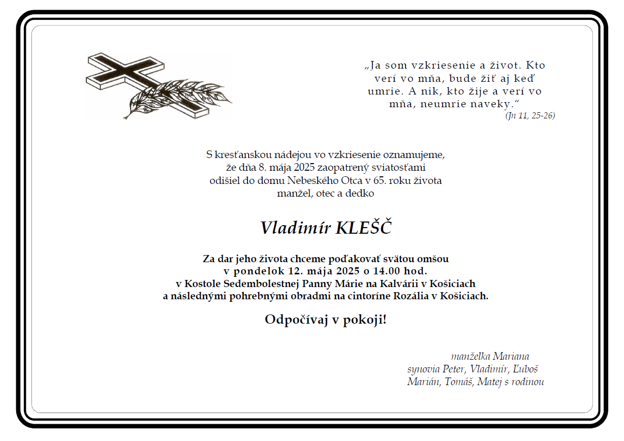 Parte: Ing. Vladimír Klešč